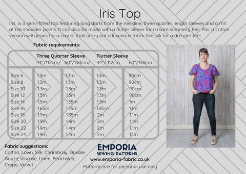 Iris Top  Emporia Womens Sewing Pattern - Size 6-24