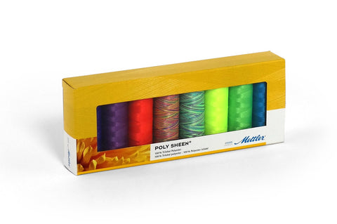Mettler Poly Sheen 200m - Neon Selection Sewing Thread Kit 8 Pack
