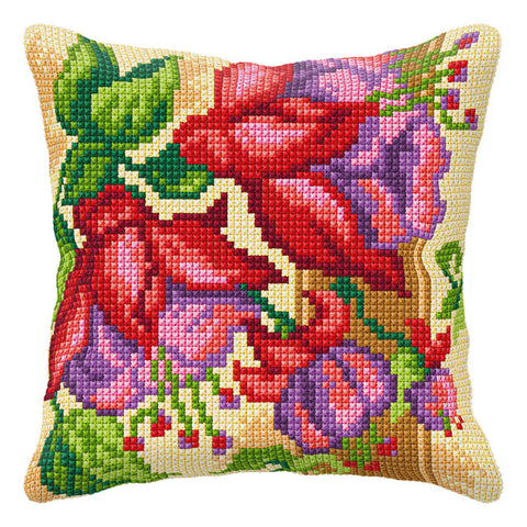 Cross Stitch Kit - Cushion Large Exotic Flowers